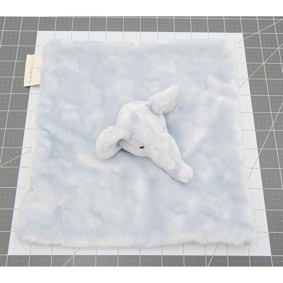 Mon Lapin Blue Elephant Star Pattern Lovey Security Blanket Plush Sherpa 11 Inch - Picture 6 of 10